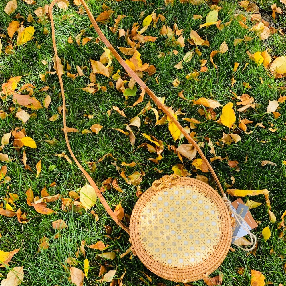 Circular Rattan Crossbody Bag - Picture 3 of 8